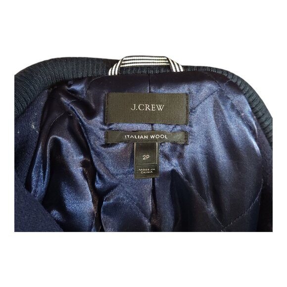 J. Crew Navy Blue Longline Lodge Coat in Italian Stadium Cloth Preppy Women's 2P - Picture 7 of 7